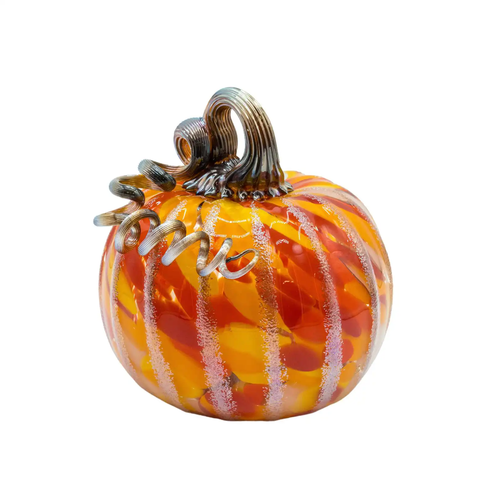 mixed color hand-made middle size glass pumpkin made by glassblower 1