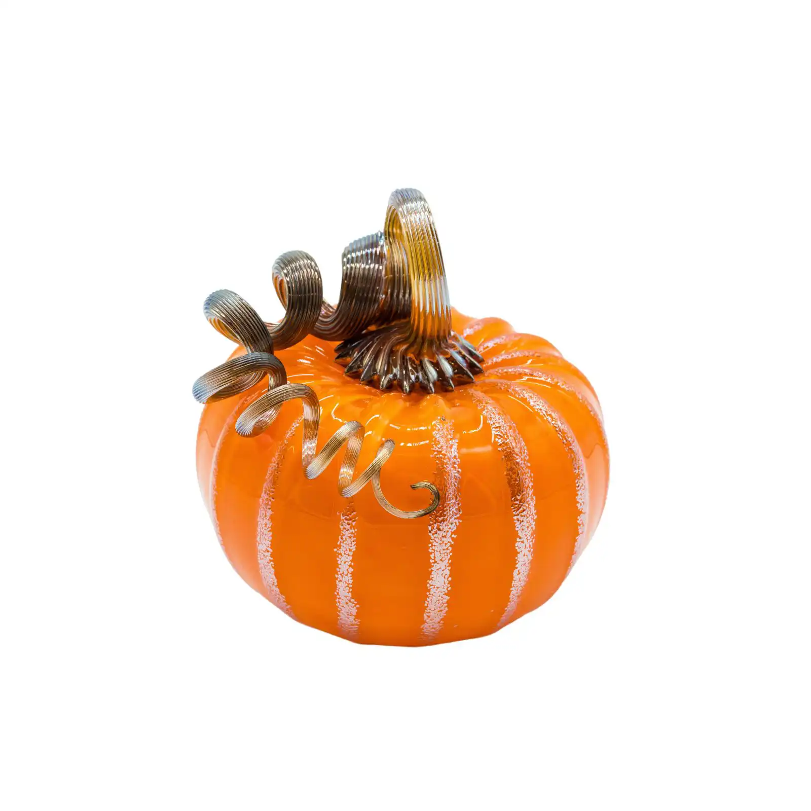 orange hand-made glass pumpkin small size made by glassblower 1