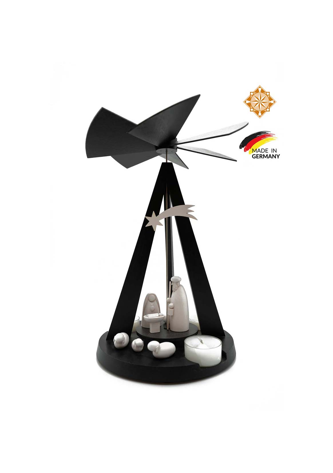 Christmas Pyramid | Moder Nativity Scene | Black