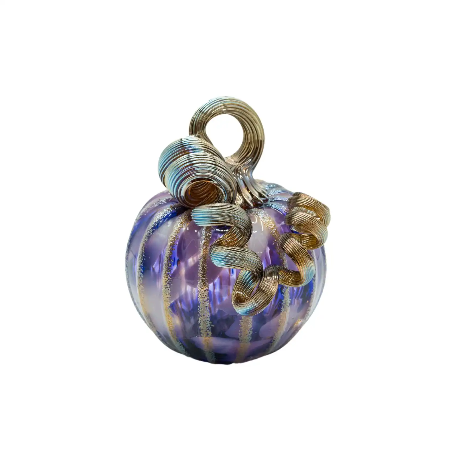 purple hand-made glass pumpkin small size made by glassblower 1