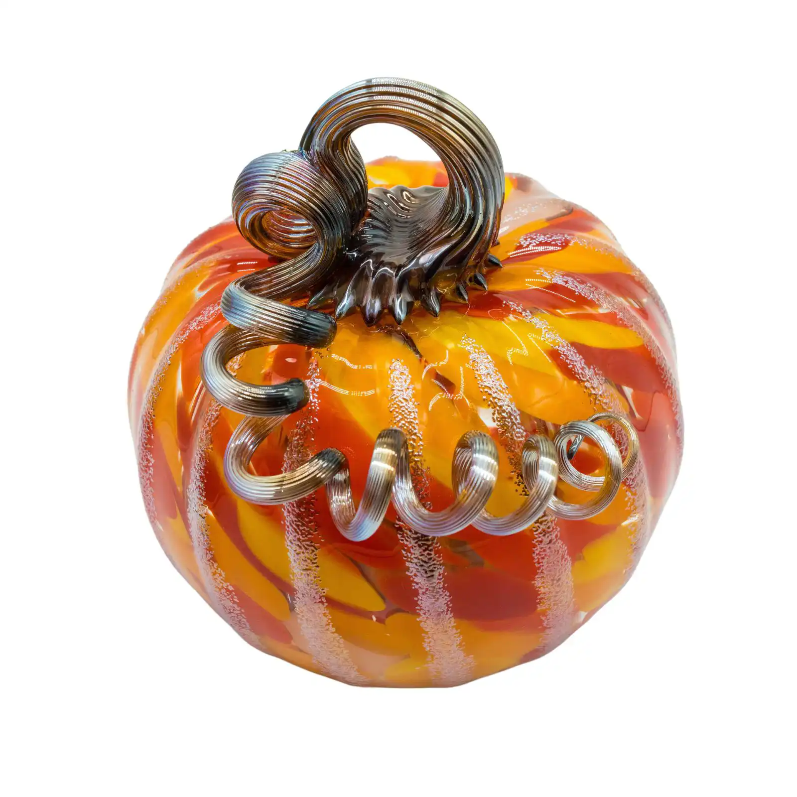 mixed color hand-made middle size glass pumpkin made by glassblower 3