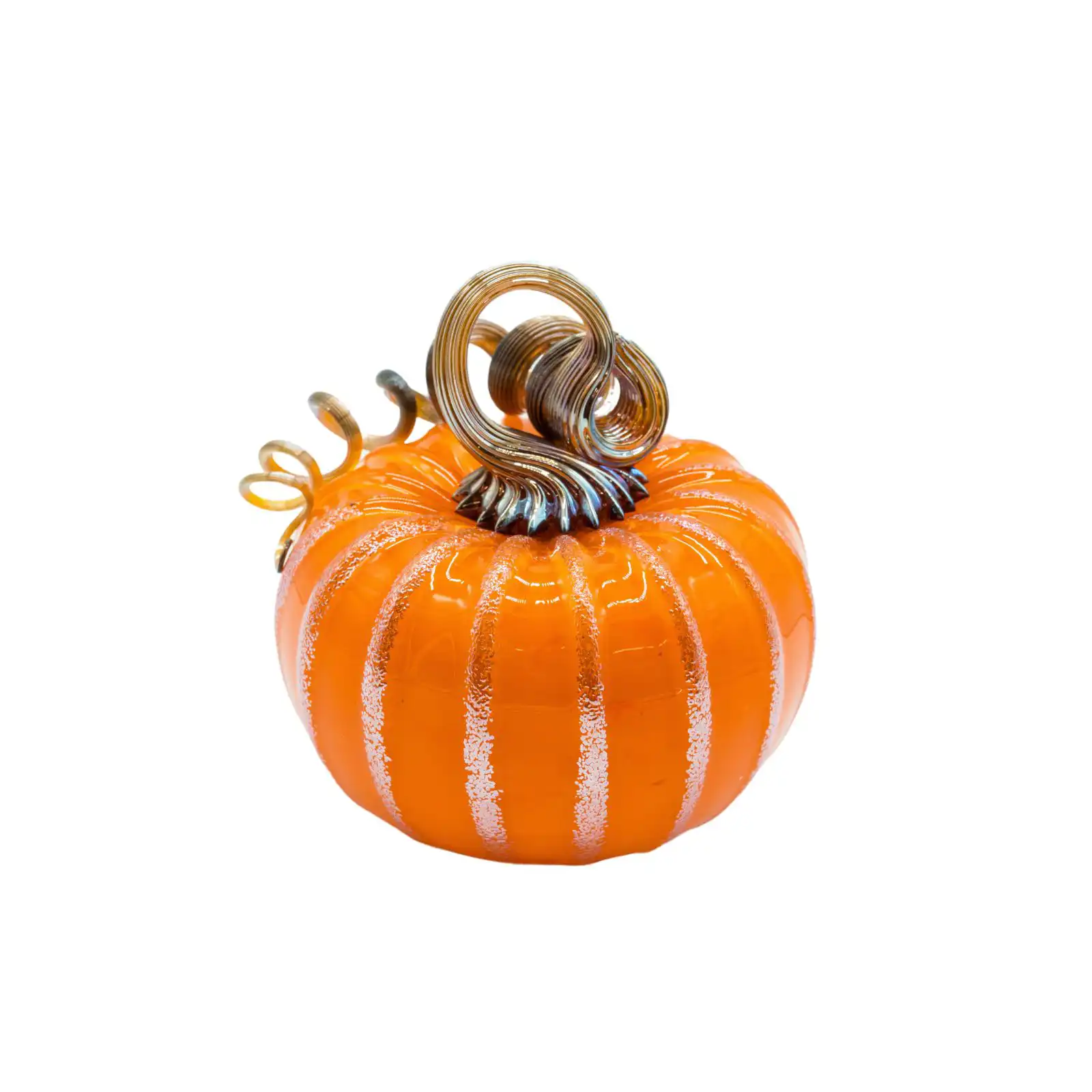 orange hand-made glass pumpkin small size made by glassblower 2