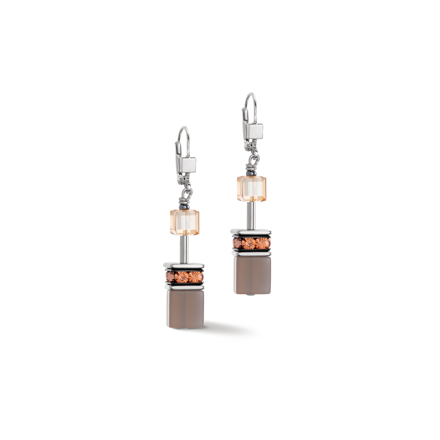 CDL | GeoCUBE® Iconic Statement Precious Earrings | Cognac-beige