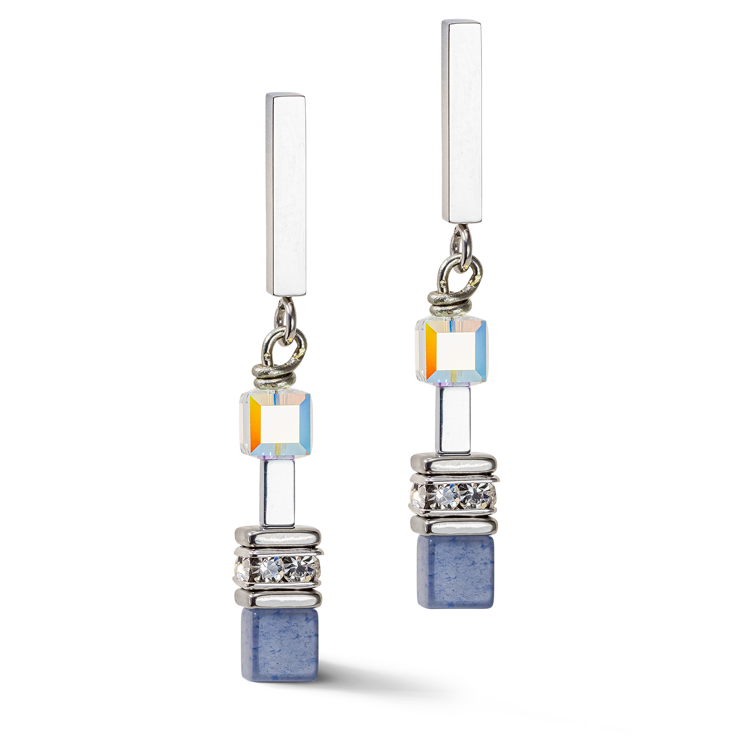 CDL | GeoCUBE® Precious Fusion Chunky Chain | Light Blue Earrings 