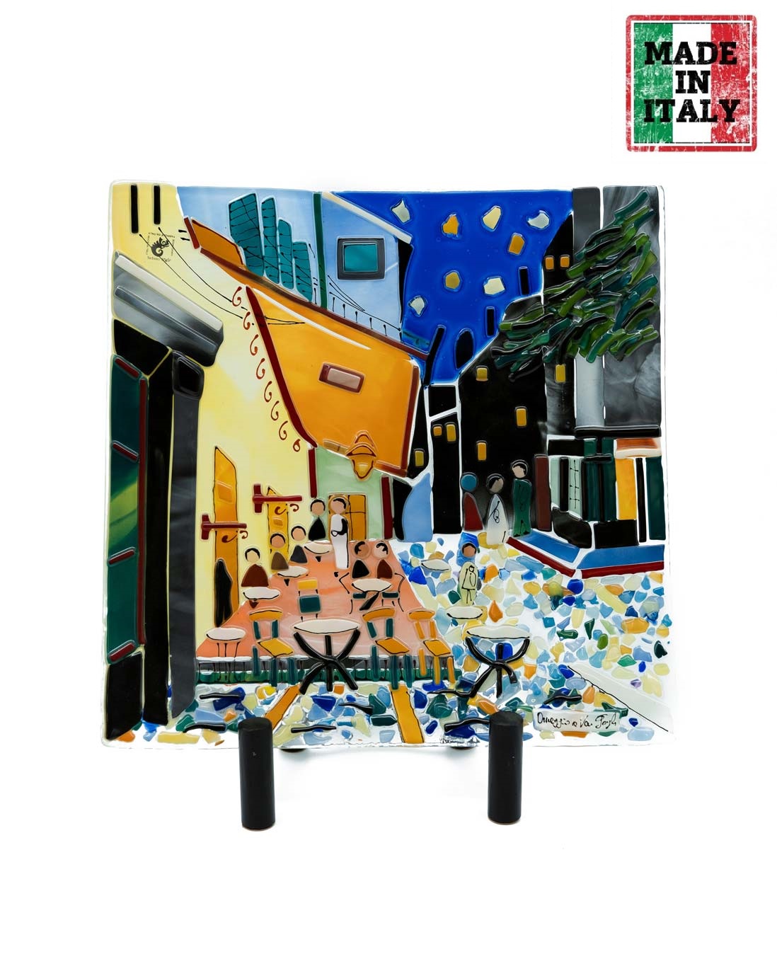 Sebino Glass | Square Plate M | "The Caffè terrace at night" Collection