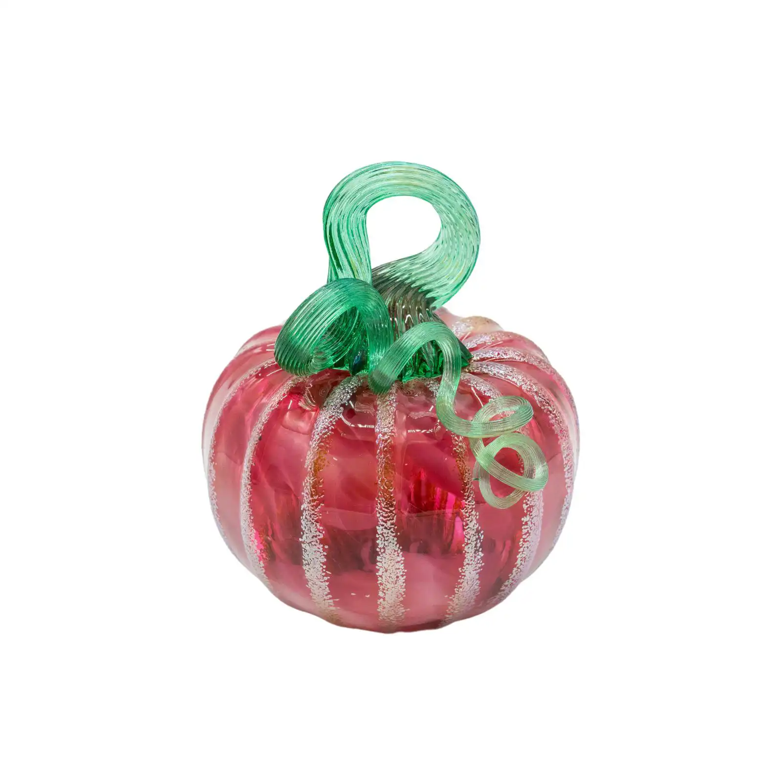 pink hand-made glass pumpkin small size made by glassblower 1