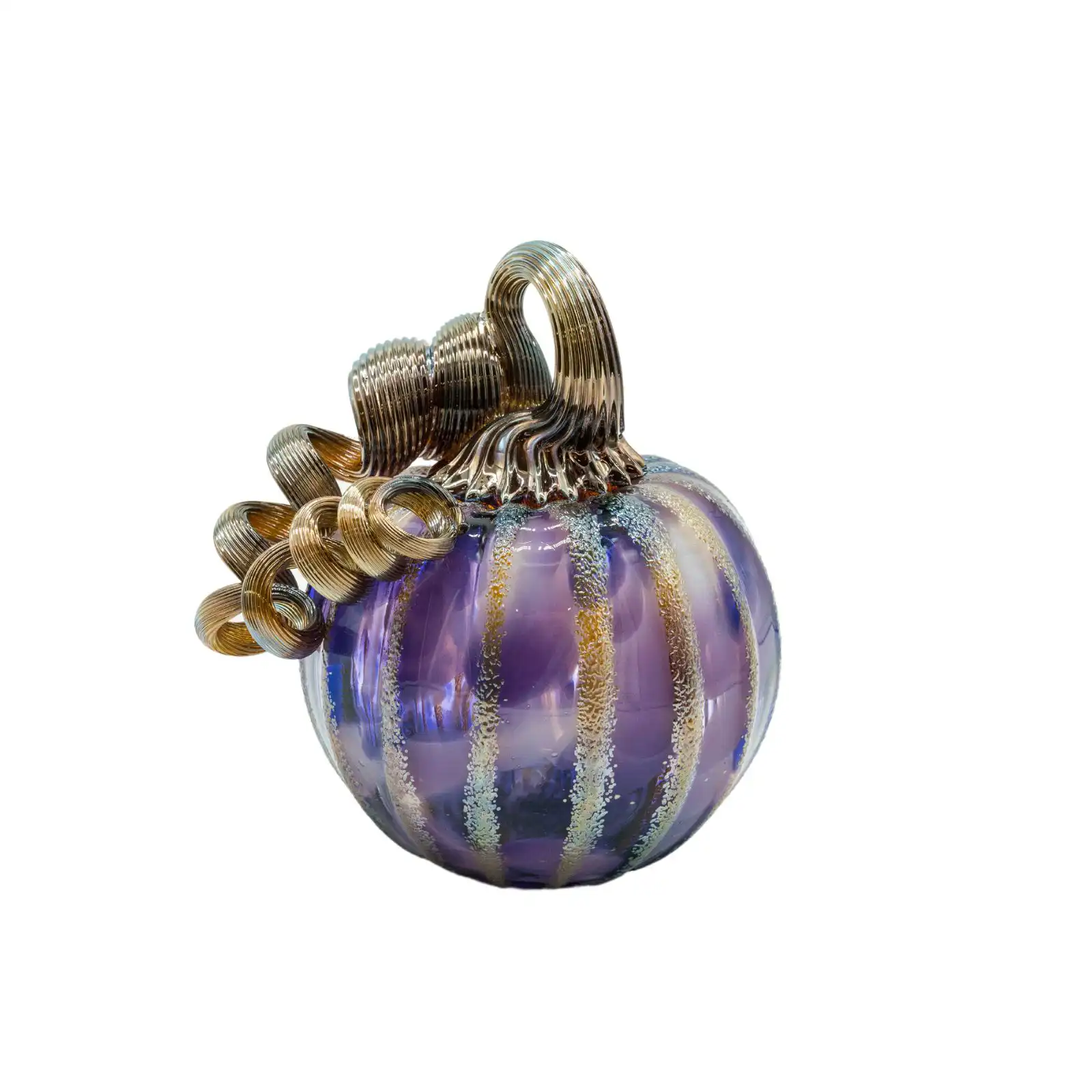 purple hand-made glass pumpkin small size made by glassblower 2