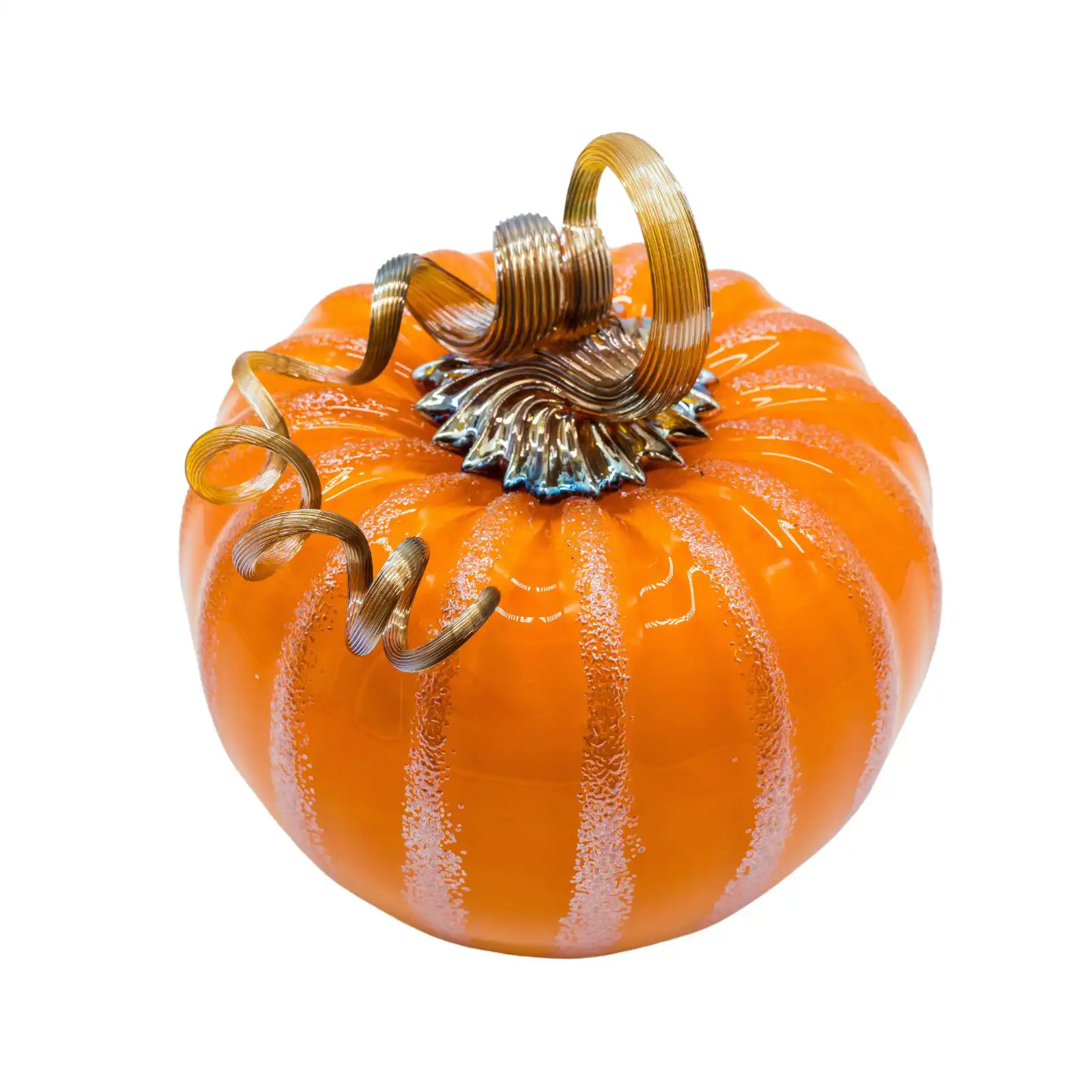 orange hand-made glass pumpkin middle size made by glassblower 3