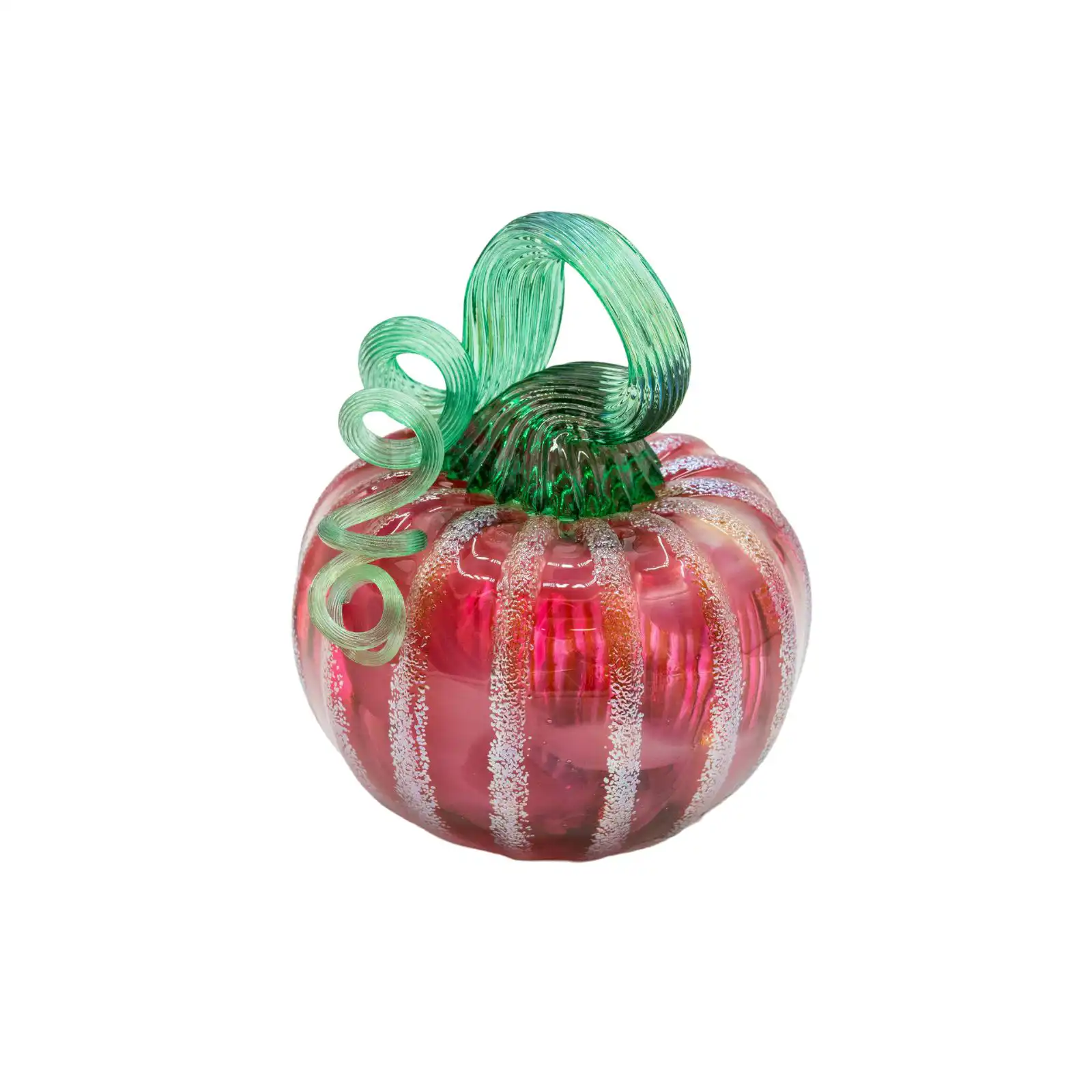 pink hand-made glass pumpkin small size made by glassblower 2