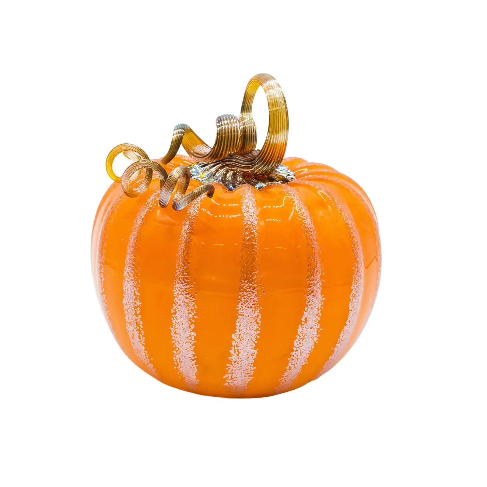 orange hand-made glass pumpkin middle size made by glassblower 1