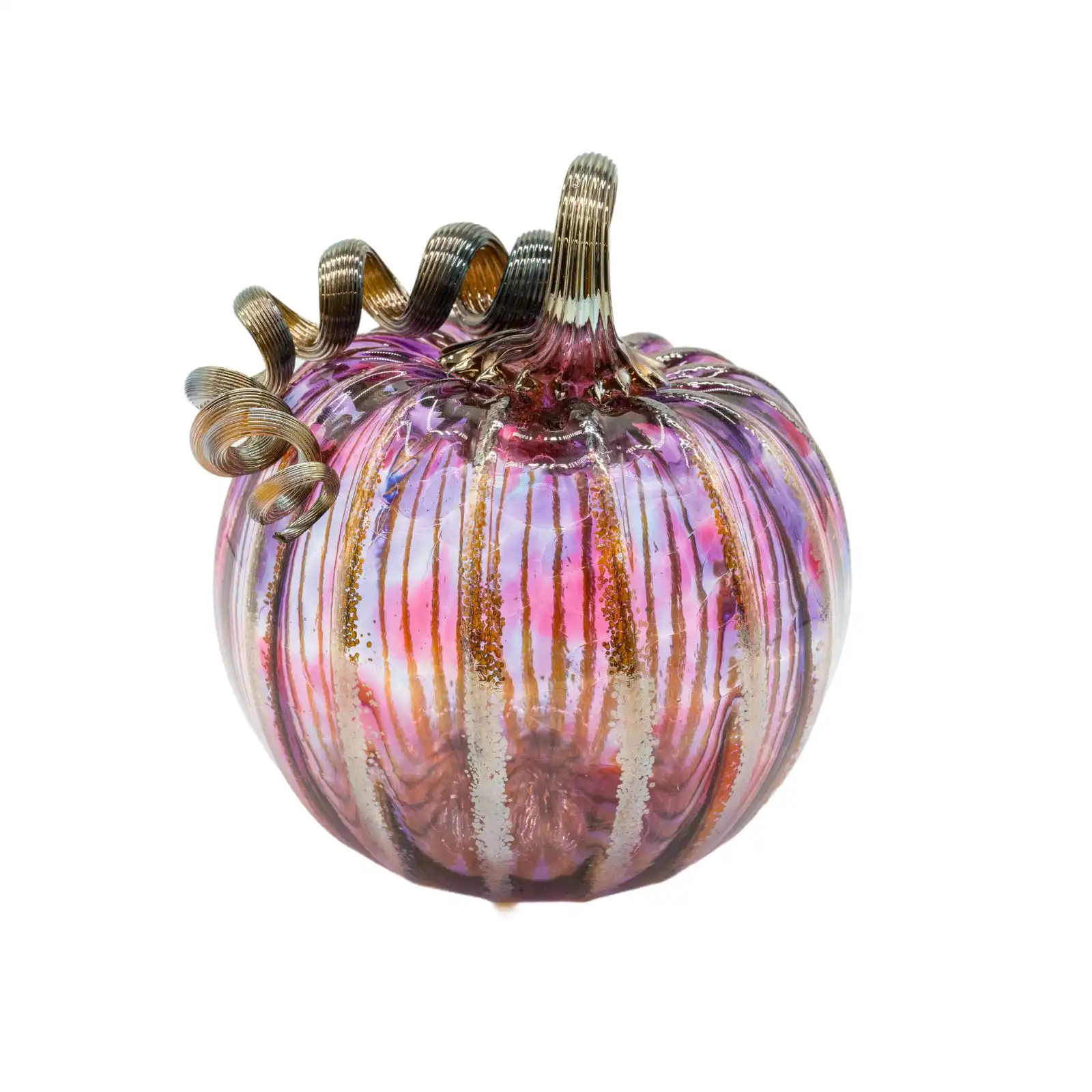 pink hand-made glass pumpkin middle size made by glassblower 2