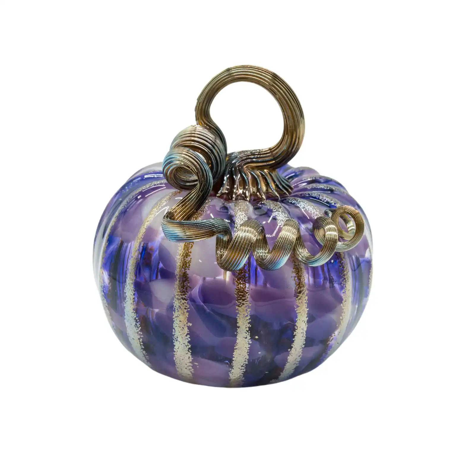 purple hand-made glass pumpkin middle size made by glassblower 1