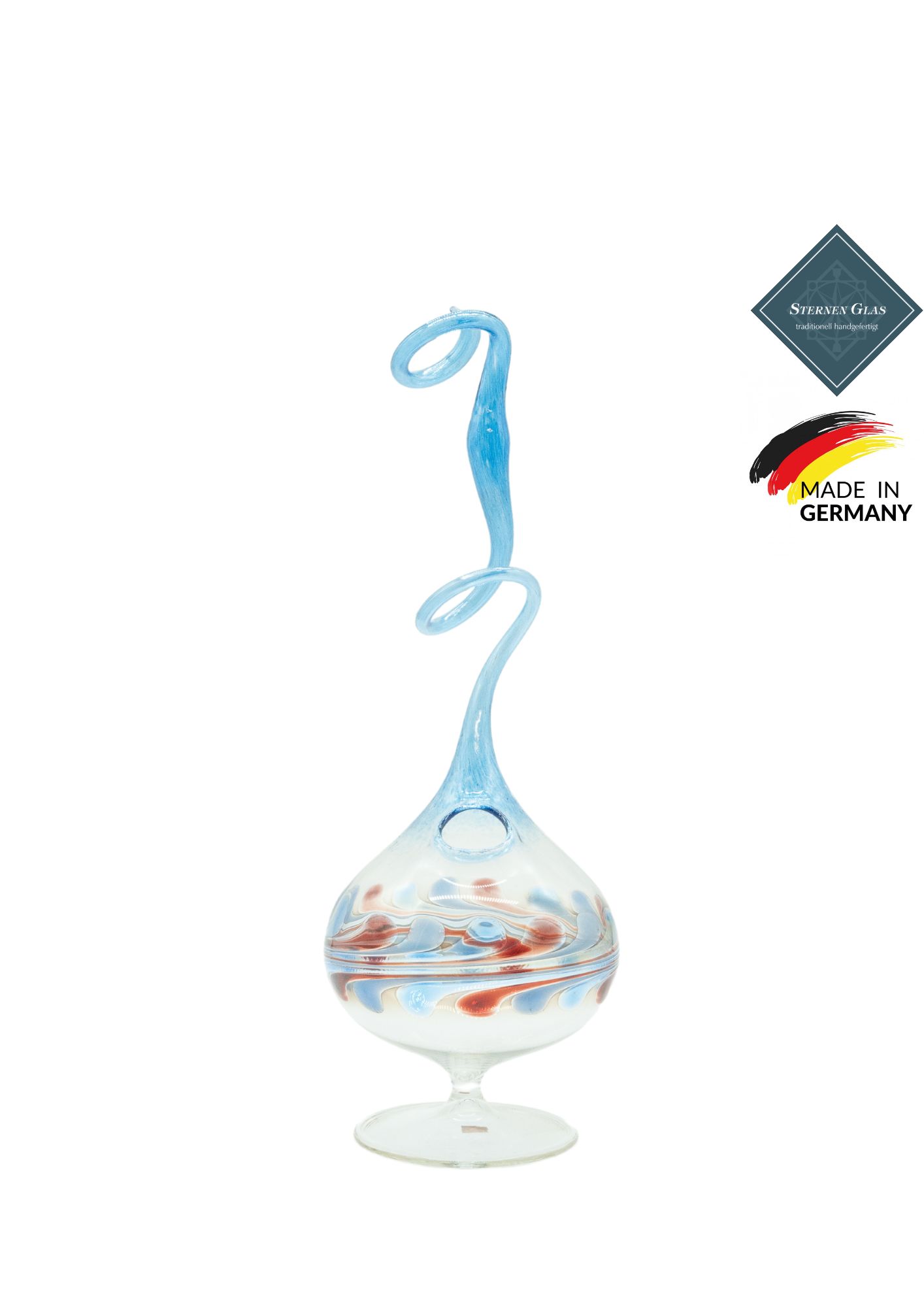 STERNEN GLAS | Rose Vase with Pedestal | Blue